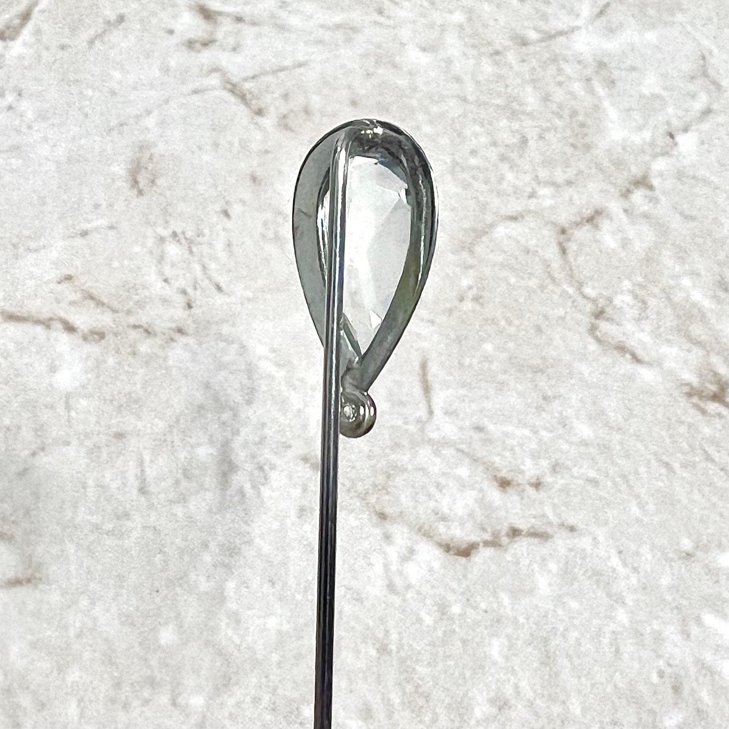 Antique Edwardian 18 Karat White Gold 4.25 Carats Pear Shape Aquamarine Stick Pin - WeilJewelry