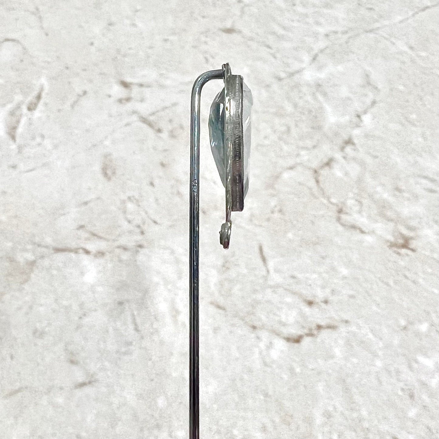 Antique Edwardian 18 Karat White Gold 4.25 Carats Pear Shape Aquamarine Stick Pin - WeilJewelry