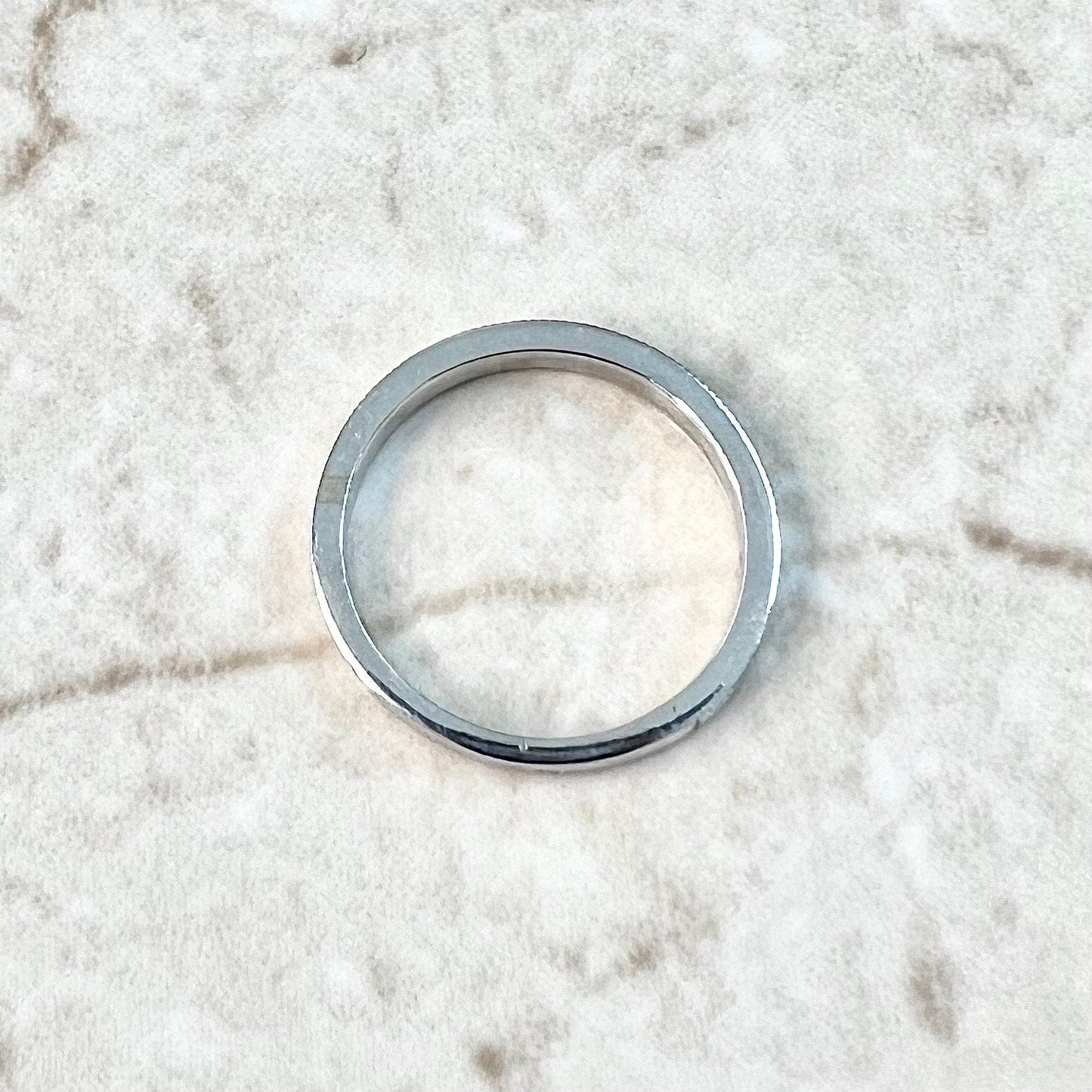 Antique Edwardian Engraved 14 Karat White Gold Wedding Band Ring - WeilJewelry