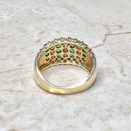 Vintage Natural Emerald & Diamond Ring 1.25 CT - 14K Yellow Gold Emerald Ring - May Birthstone Ring - Genuine Emerald Ring - Cocktail Ring