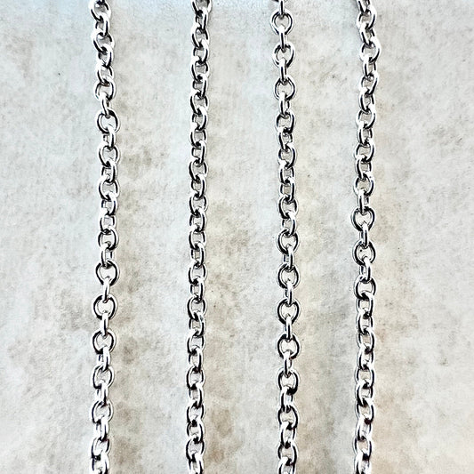 Classic 14 Karat White Gold Cable Chain Necklace - WeilJewelry