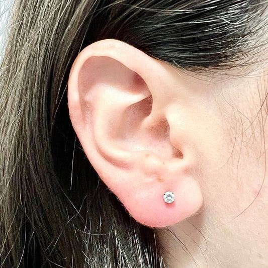 Classic 14 Karat White Gold Four - Prong 0.30 Carat Diamond Stud Earrings - WeilJewelry