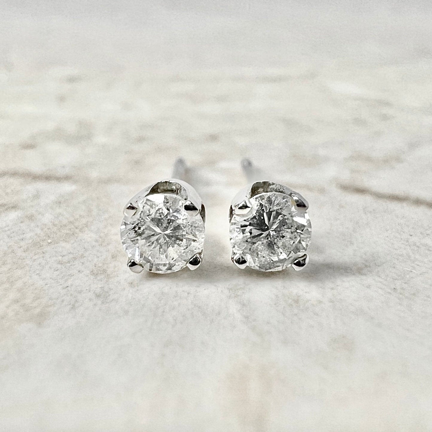 Classic 14 Karat White Gold Four - Prong 0.30 Carat Diamond Stud Earrings - WeilJewelry