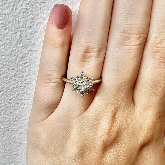 CLEARANCE 40% OFF - 14 Karat White Gold Snowflake 0.50 Carat Diamond Cluster Ring - WeilJewelry