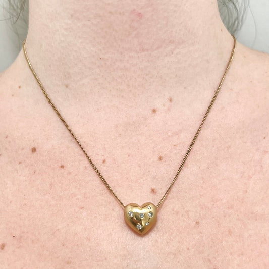 CLEARANCE 40% OFF - 14 Karat Yellow Gold 1/4 Carat Diamond Heart Pendant Necklace - WeilJewelry