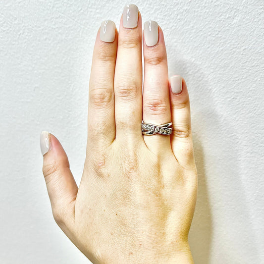 Vintage 14 Karat White Gold 1 Carat Diamond Crossover Half - Eternity Band Ring - WeilJewelry