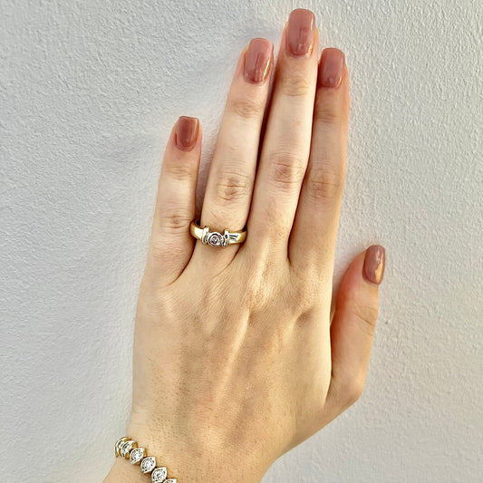 CLEARANCE 40% OFF - Vintage 14 Karat Yellow Gold 0.20 Carat Bezel Diamond Solitaire Ring - WeilJewelry