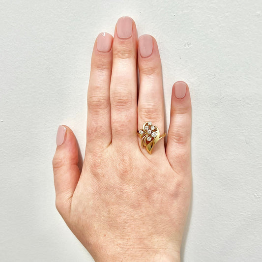 CLEARANCE 40% OFF - Vintage 14 Karat Yellow Gold 1/2 Carat Diamond Cocktail Ring - WeilJewelry