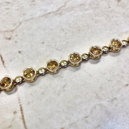 Fine Vintage 14K Natural Citrine Bracelet - Yellow Gold - November Birthstone - Birthday Gift - Best Gift For Her - Genuine Gemstones