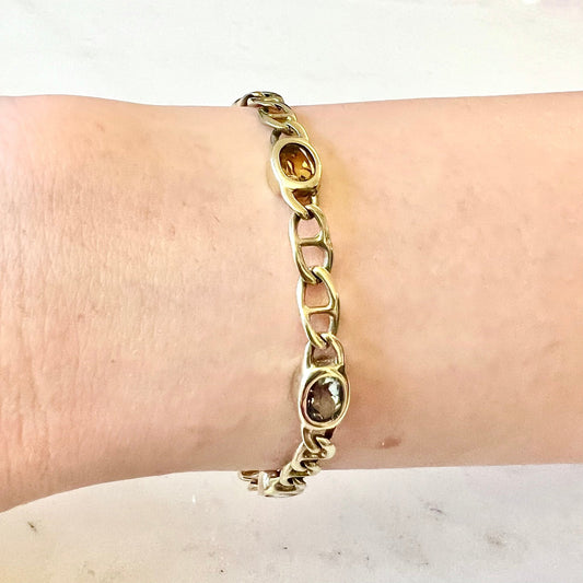 CLEARANCE 40% OFF - Vintage 14 Karat Yellow Gold Citrine, Amethyst & Blue Topaz Bracelet - WeilJewelry