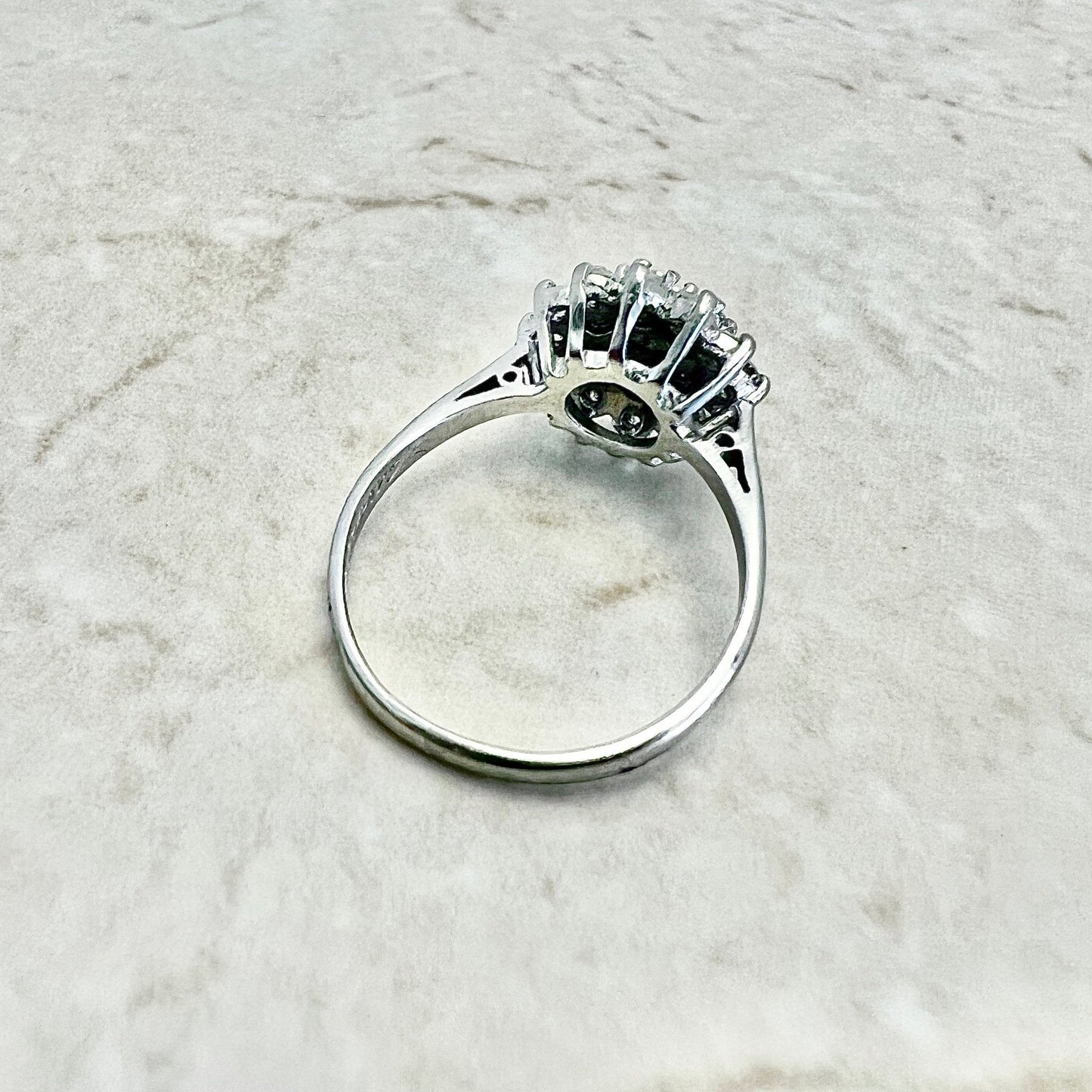 CLEARANCE 40% OFF - Vintage Mid - Century English 18 Karat White Gold 1 Carat Diamond Cluster Ring - WeilJewelry