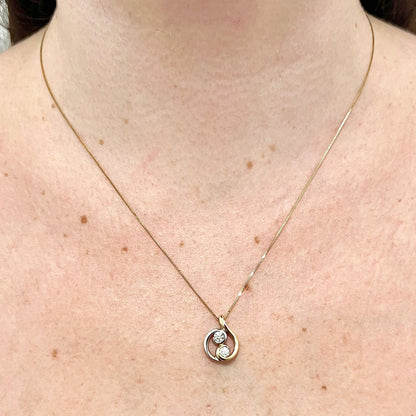 Fine 14 Karat Two-Tone Gold Two-Stone 0.40 Carat Diamond Yin Yang Pendant Necklace