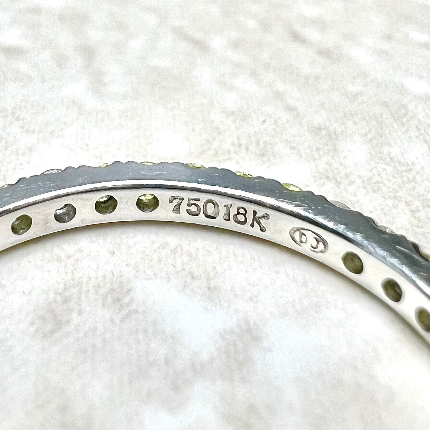 Fine 18 Karat White Gold Diamond & Yellow Sapphire Eternity Band Ring - WeilJewelry