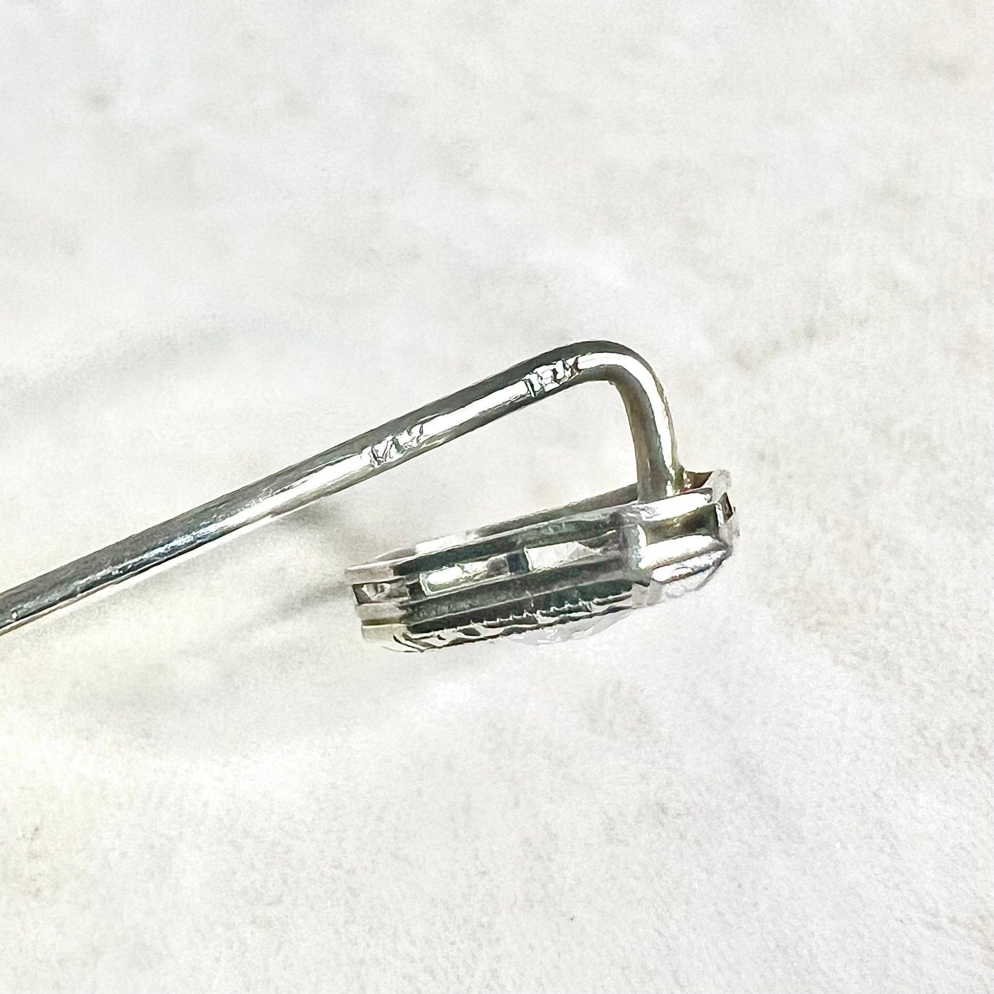 Fine Antique Art Deco 14 & 18 Karat White Gold Diamond Stick Pin - WeilJewelry