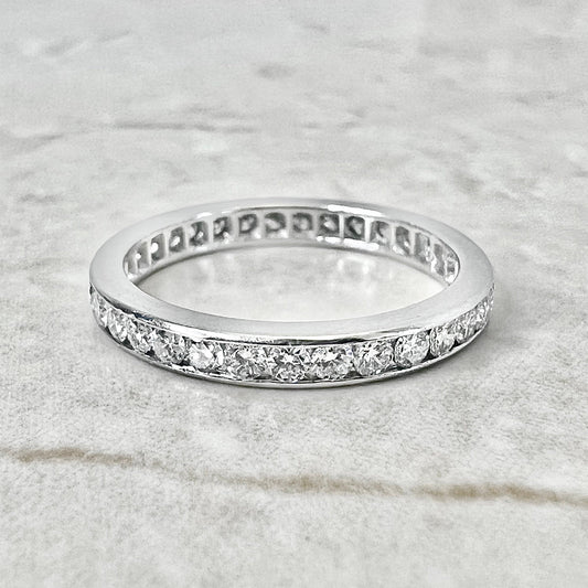 Fine Handcrafted Platinum Channel - Set 1 Carat Round Diamond Eternity Band Ring - WeilJewelry