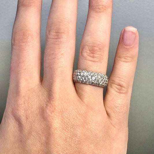 Fine Platinum Pave 1.50 Carat Diamond Dome Band Ring - WeilJewelry