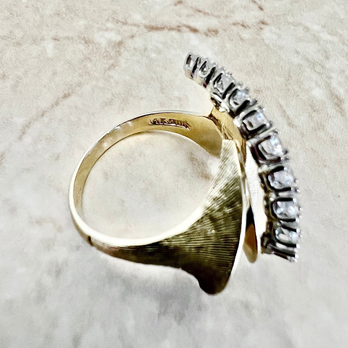 CLEARANCE 40% OFF - Fine Vintage 14 Karat Gold 0.75 Carat Graduated Diamond Ring - WeilJewelry