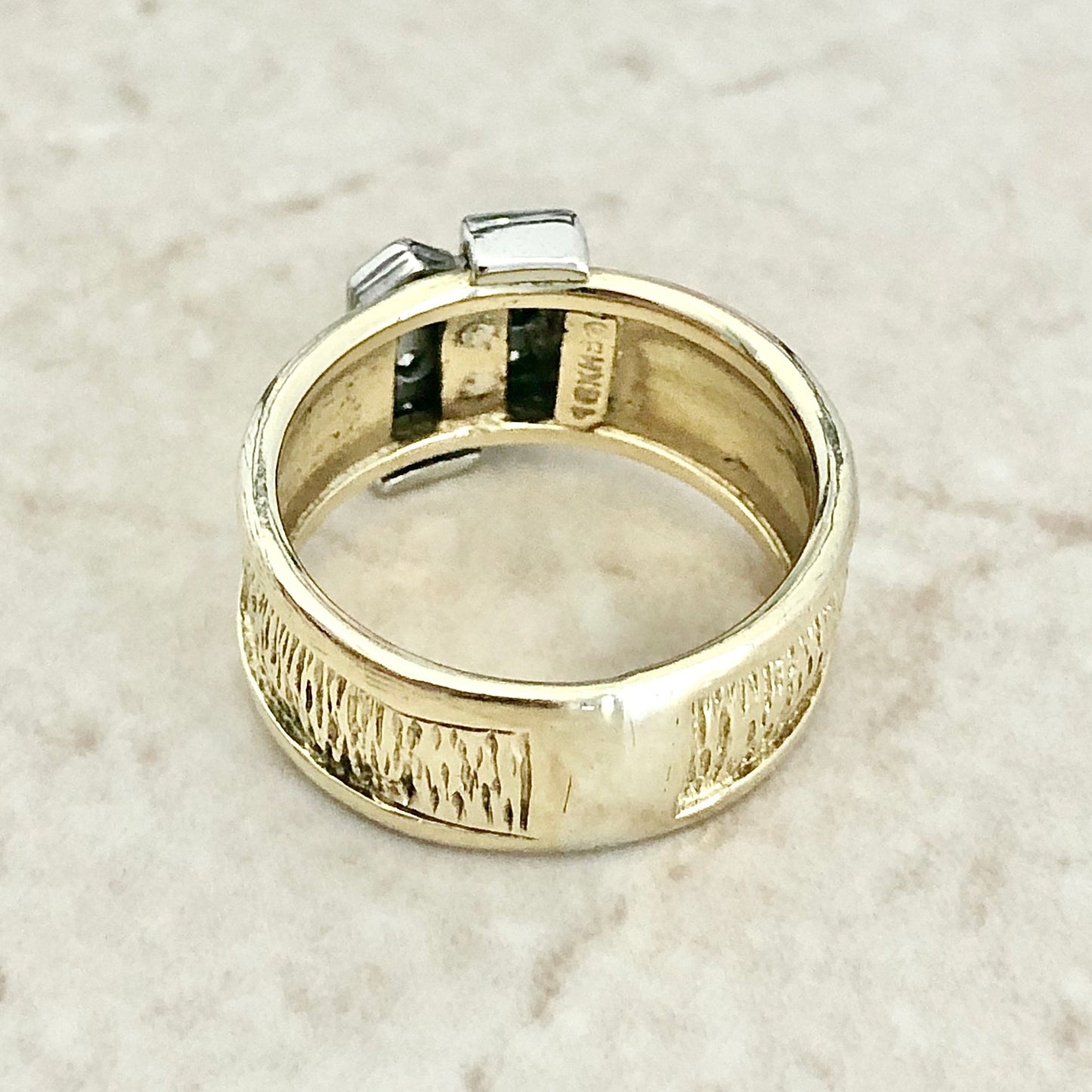 CLEARANCE 40% OFF - Fine Vintage 18 Karat Two - Tone Gold Diamond Band Ring - WeilJewelry