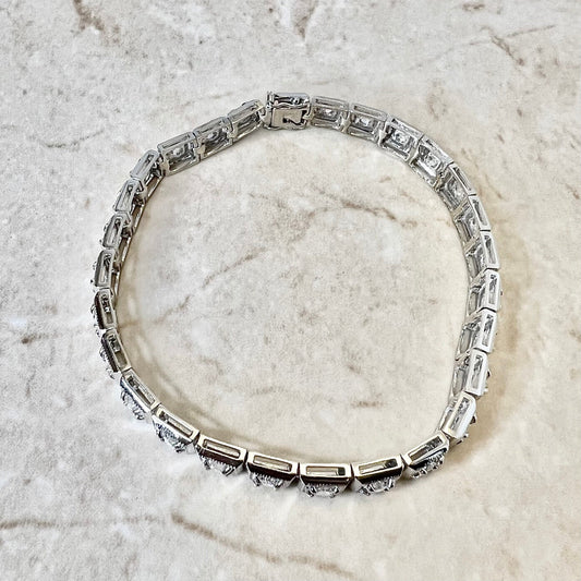 Fine Vintage 18 Karat White Gold 3.55 Carats Rose Cut Diamond Tennis Bracelet - WeilJewelry