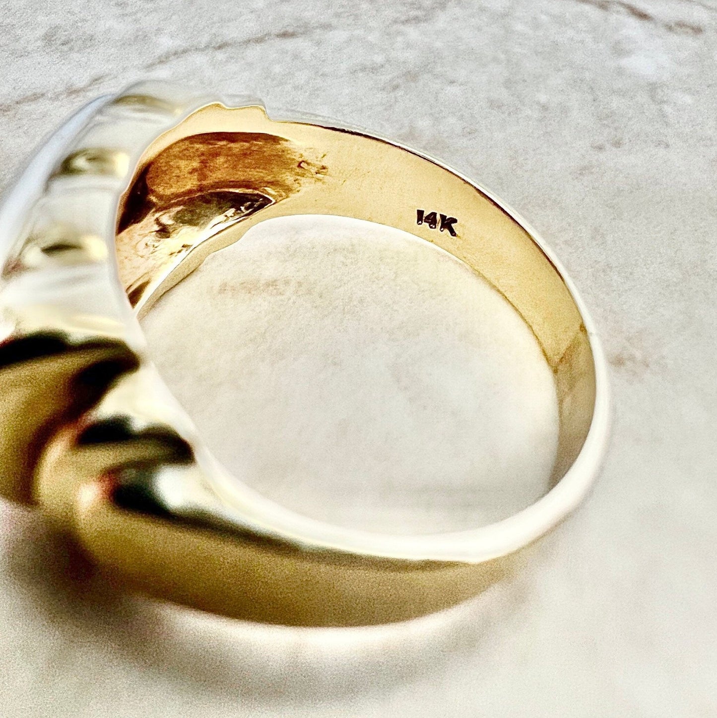 Fine Vintage Retro 14 Karat Yellow Gold Diamond & Synthetic Ruby Cocktail Ring - WeilJewelry