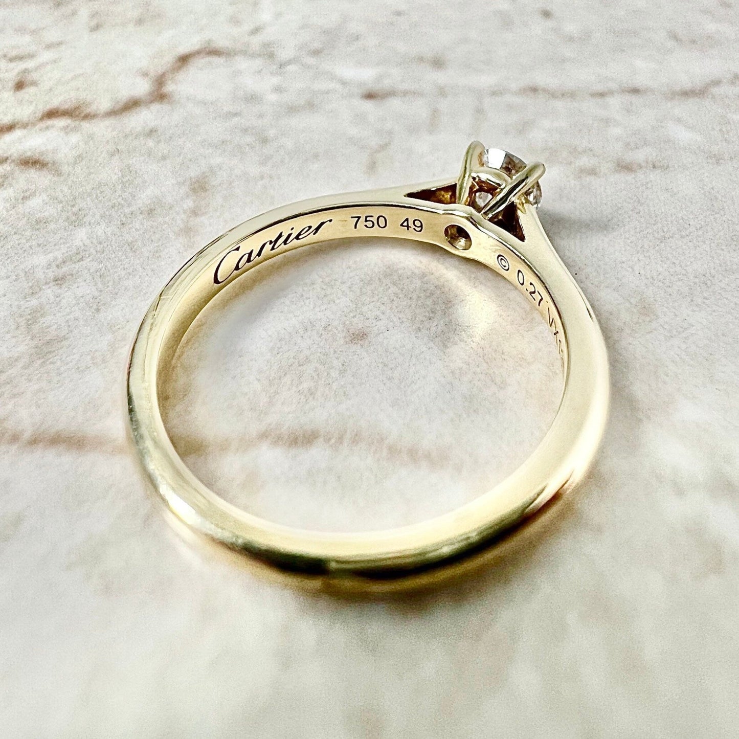 French Cartier 1895 18 Karat Yellow Gold 0.27 Carat Diamond Solitaire Engagement Ring - WeilJewelry