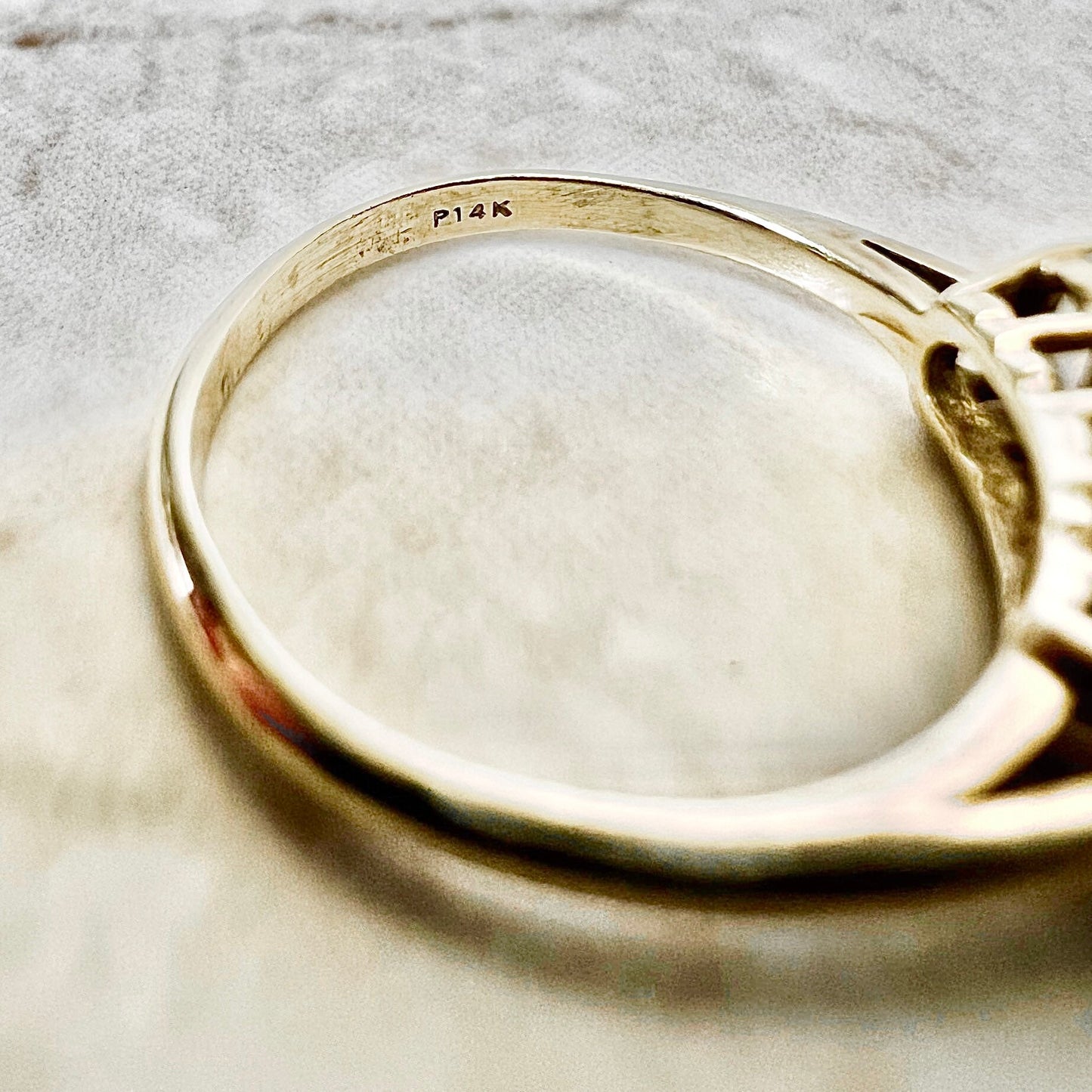 Vintage 14 Karat Yellow Gold Opal & Diamond Three - Stone Ring - WeilJewelry