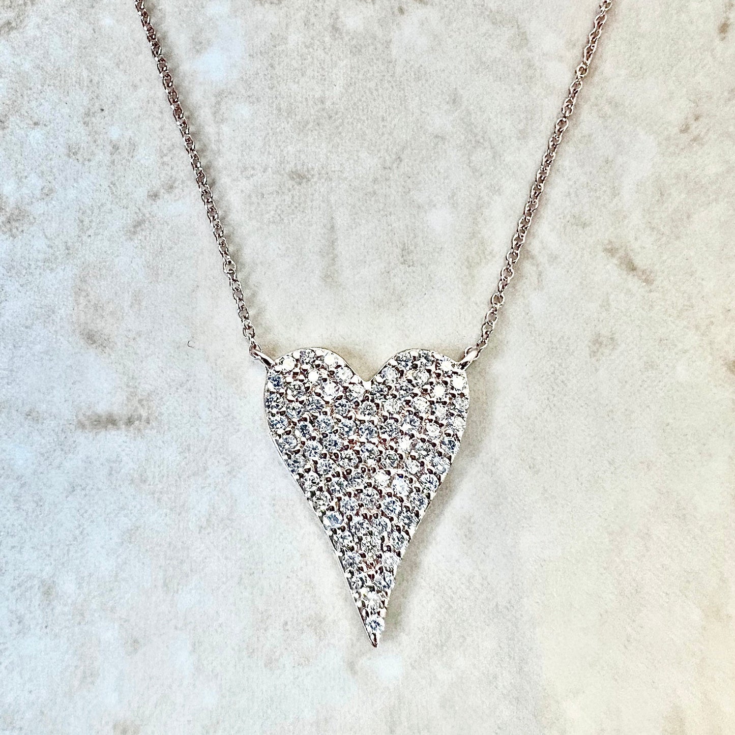 14 Karat Rose Gold 1/2 Carat Diamond Pave Heart Pendant Necklace - WeilJewelry