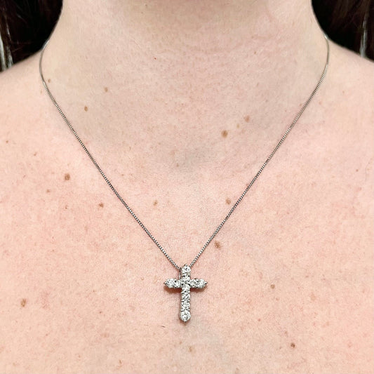 Platinum 1 Carat Diamond Cross Pendant Necklace - WeilJewelry