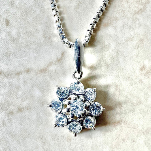 Platinum 1.01 Carat Diamond Halo Pendant Necklace - WeilJewelry