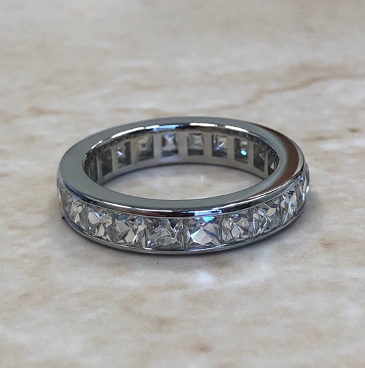 Platinum 3.75 Carats French Cut Diamond Eternity Band - WeilJewelry