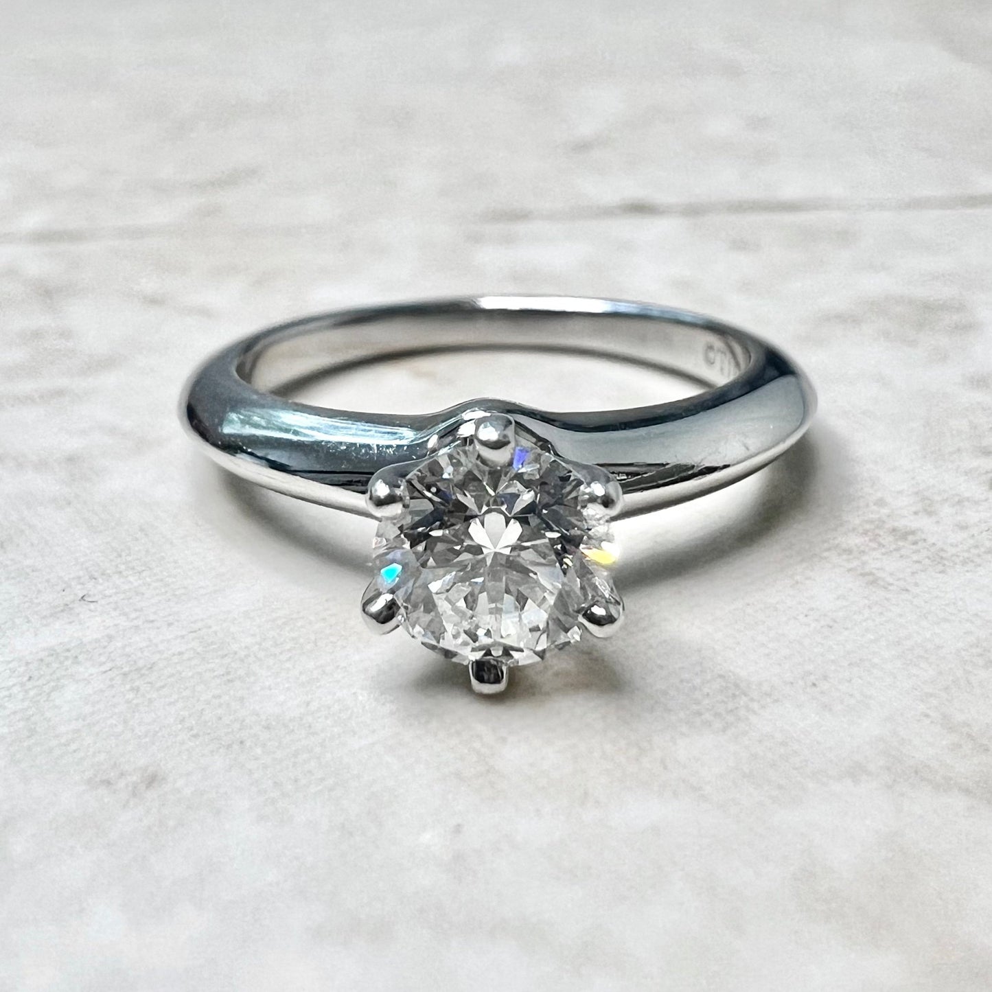 Platinum Tiffany & Co. 0.66 Carat E VS1 Round Diamond Solitaire Engagement Ring - WeilJewelry