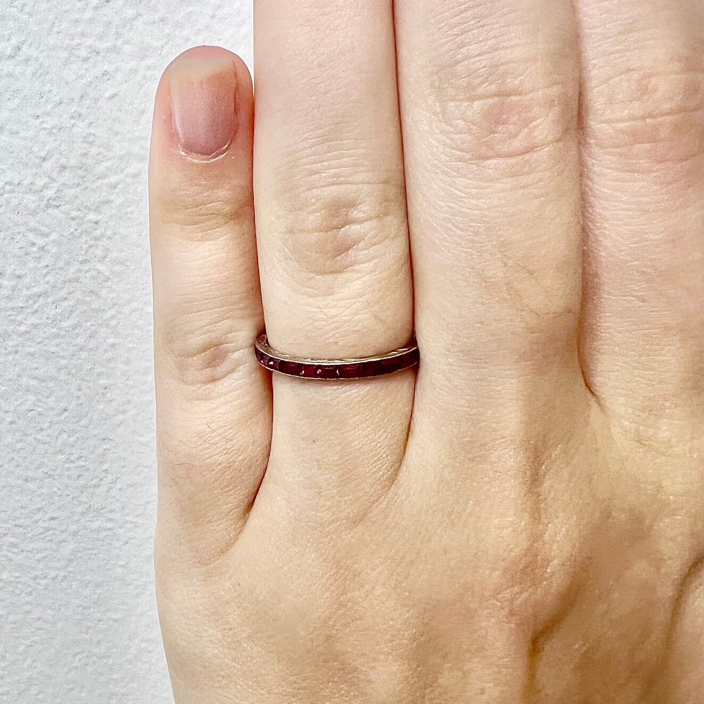 Rare Antique Art Deco Platinum Natural Ruby Eternity Band Ring - WeilJewelry