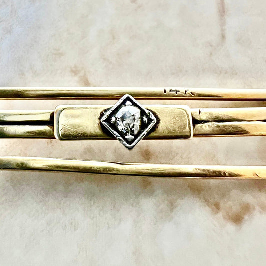 Rare Antique Victorian 14 Karat Two - Tone Gold Tie Clip/Bar - WeilJewelry
