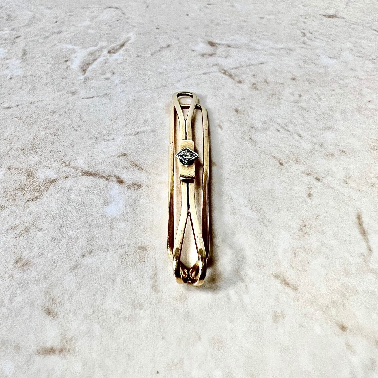 Rare Antique Victorian 14 Karat Two - Tone Gold Tie Clip/Bar - WeilJewelry