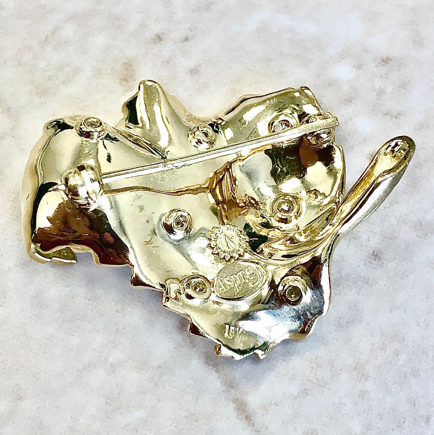 Rare Vintage 18 Karat Diamond Leaf Brooch Signed Asprey - WeilJewelry