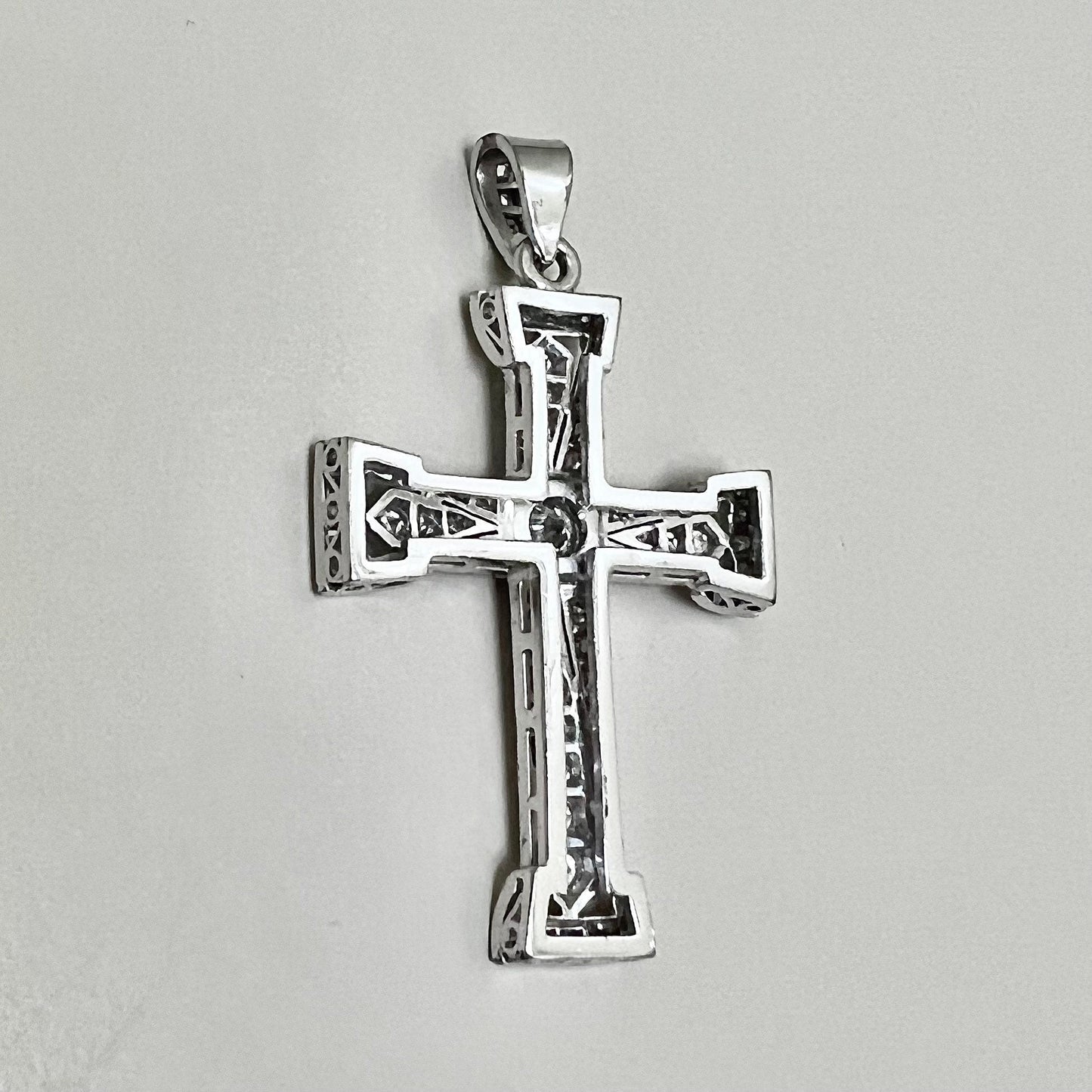 Rare Vintage 18 Karat White Gold Diamond Cross Pendant - WeilJewelry
