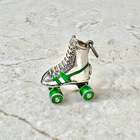 Rare Vintage Cartier Roller Skate Charm In Sterling Silver & Enamel - WeilJewelry