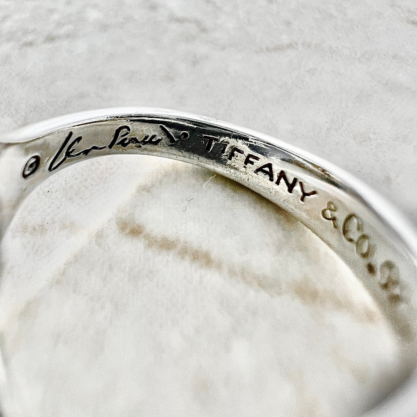 Silver Tiffany & Co Elsa Peretti Open Heart Ring - WeilJewelry