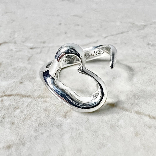 Silver Tiffany & Co Elsa Peretti Open Heart Ring - WeilJewelry