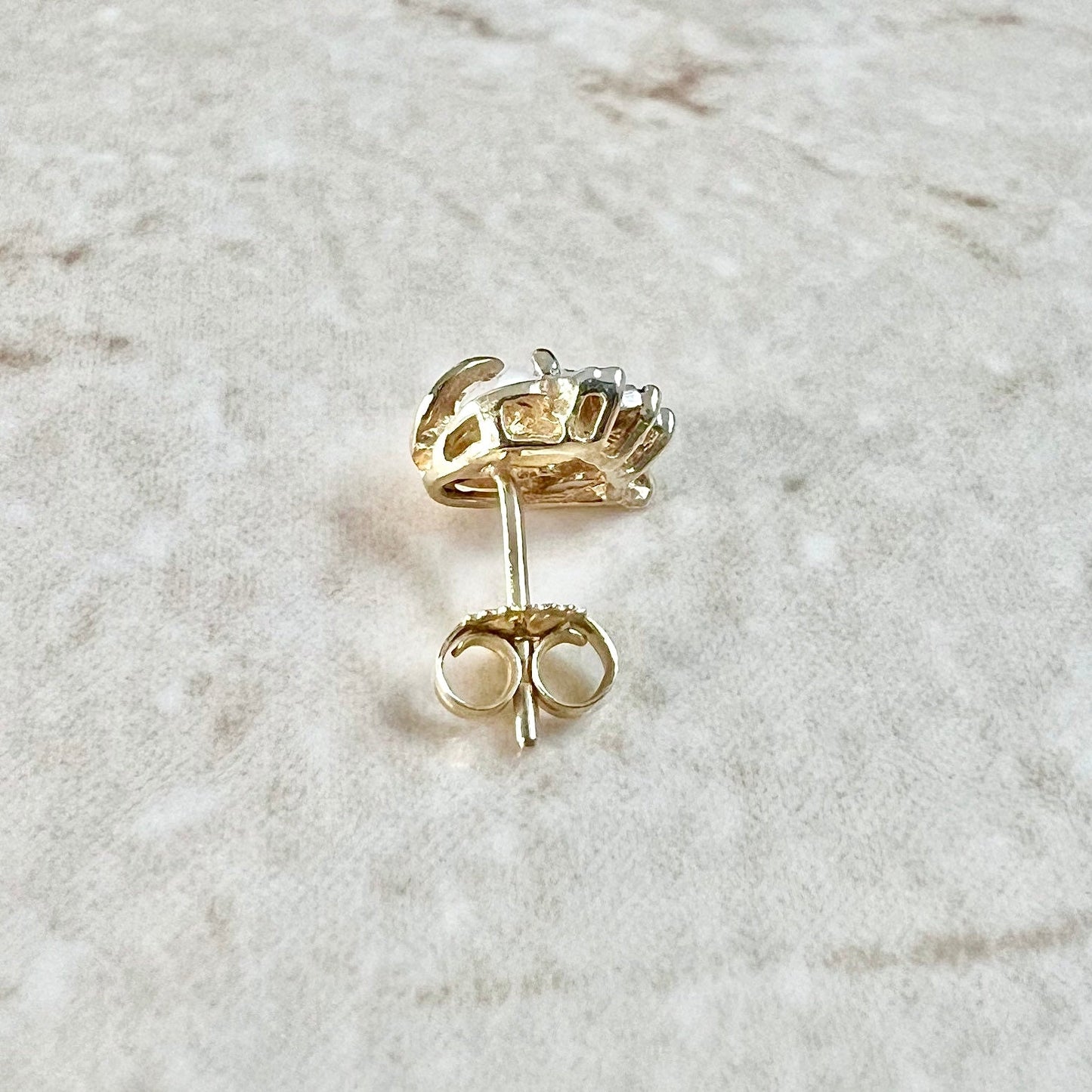 Single 14 Karat Yellow Gold Natural Opal & Diamond Heart Stud Earring - WeilJewelry