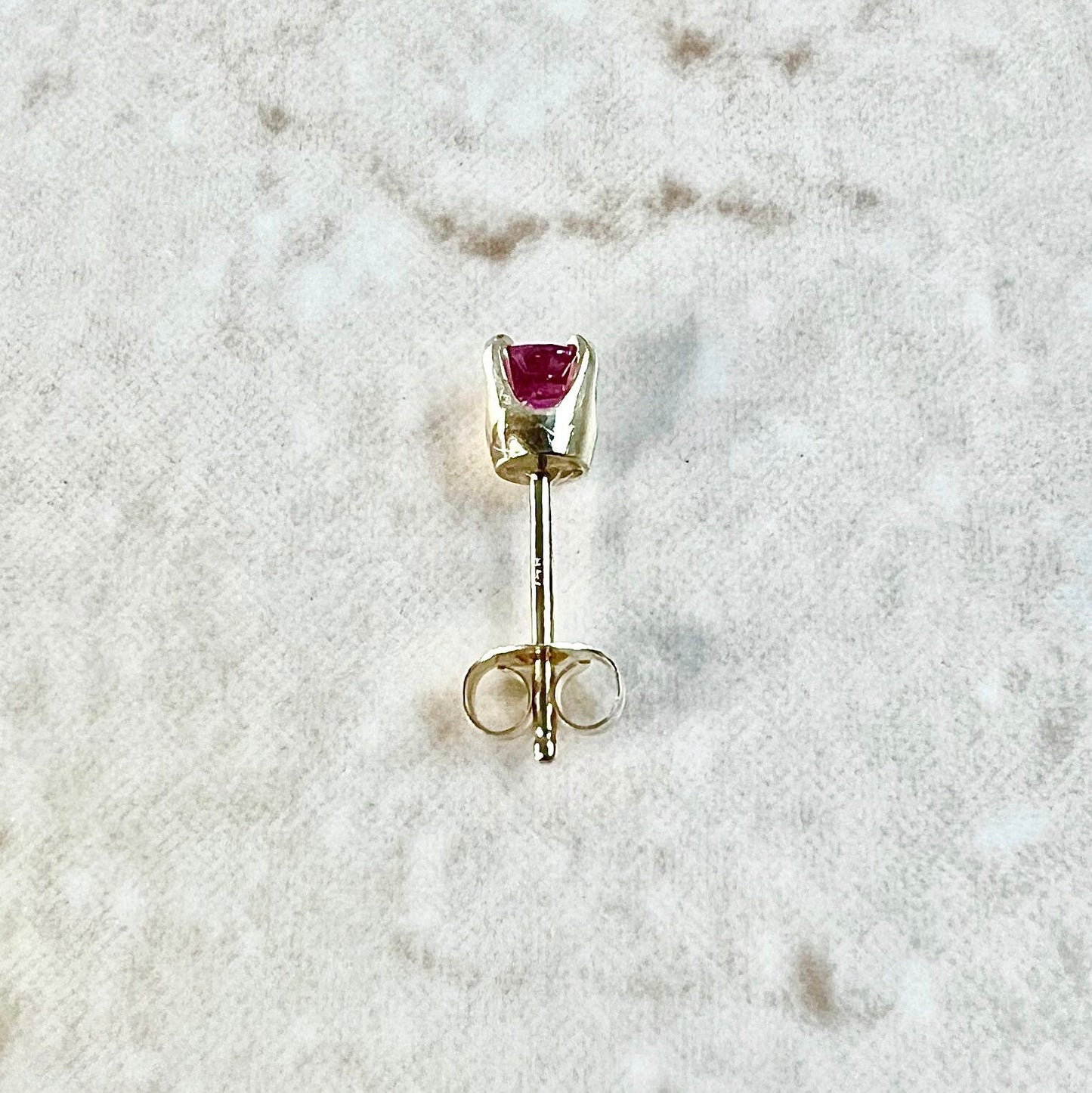 Single 14 Karat Yellow Gold Natural Ruby Stud Earring - WeilJewelry