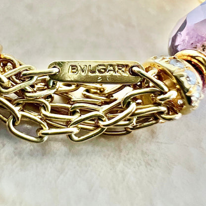 Unique 18K Vintage Bvlgari Amethyst Diamond Necklace - Yellow Gold Bvlgari Necklace - Bulgari Necklace -Designer Bvlgari Statement Necklace