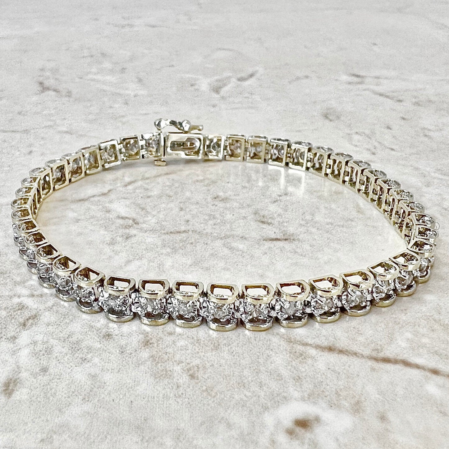 Vintage 10 Karat Gold 2 Carat Diamond Tennis Bracelet - WeilJewelry
