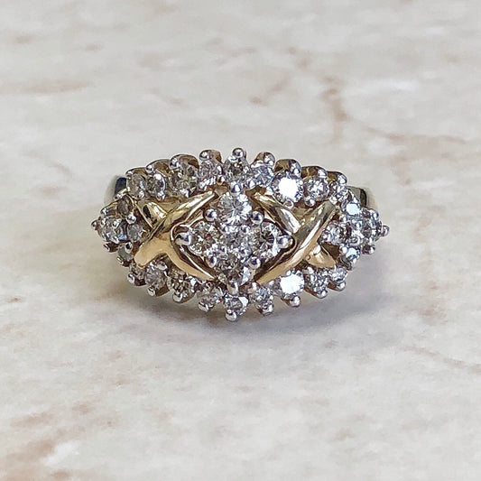 Vintage 10 Karat Rose Gold 1 Carat Diamond Cluster Ring - WeilJewelry