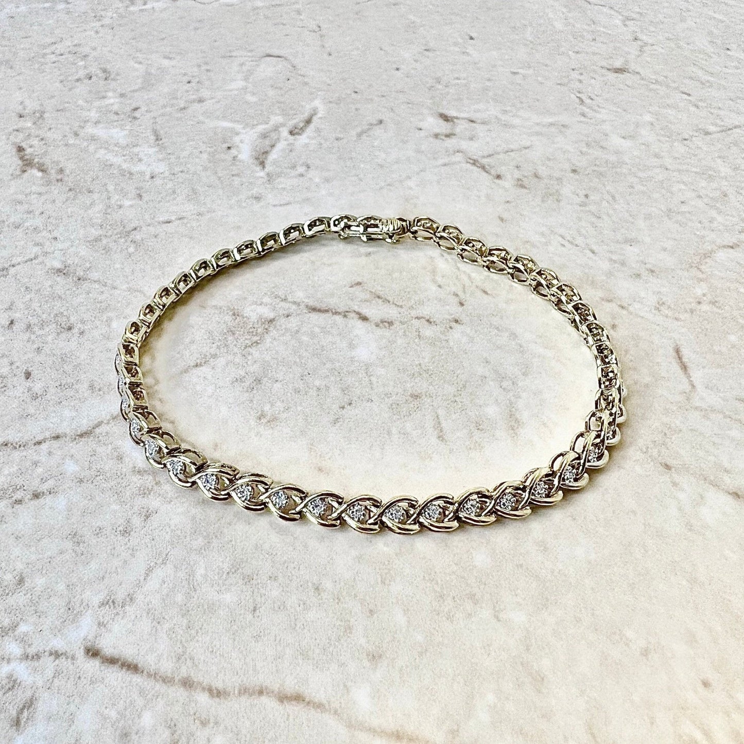 Vintage 10 Karat Yellow Gold 1/3 Carat Diamond Tennis Bracelet - WeilJewelry