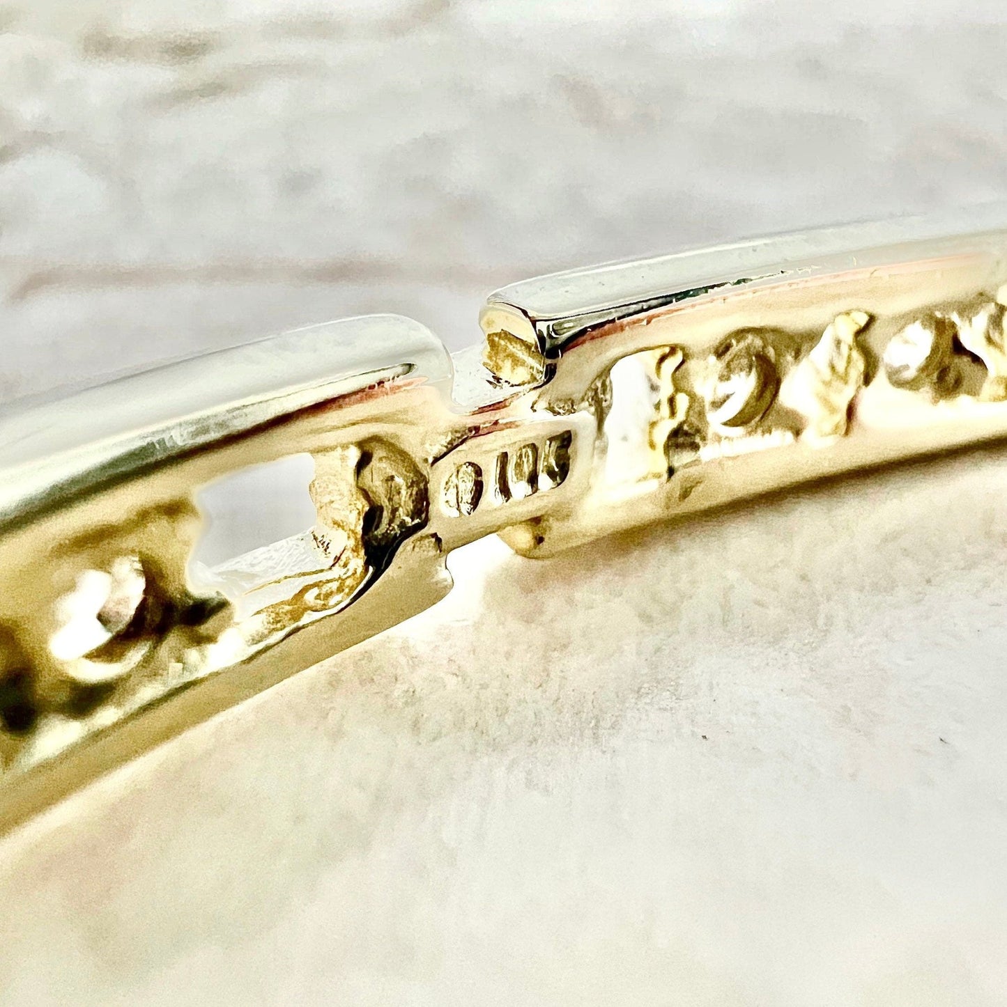 Vintage 10 Karat Yellow Gold Diamond Bangle Bracelet - WeilJewelry