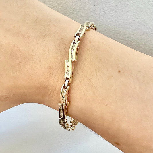 Vintage 14 Karat Yellow Gold 2 Carat Diamond Line Bracelet - WeilJewelry