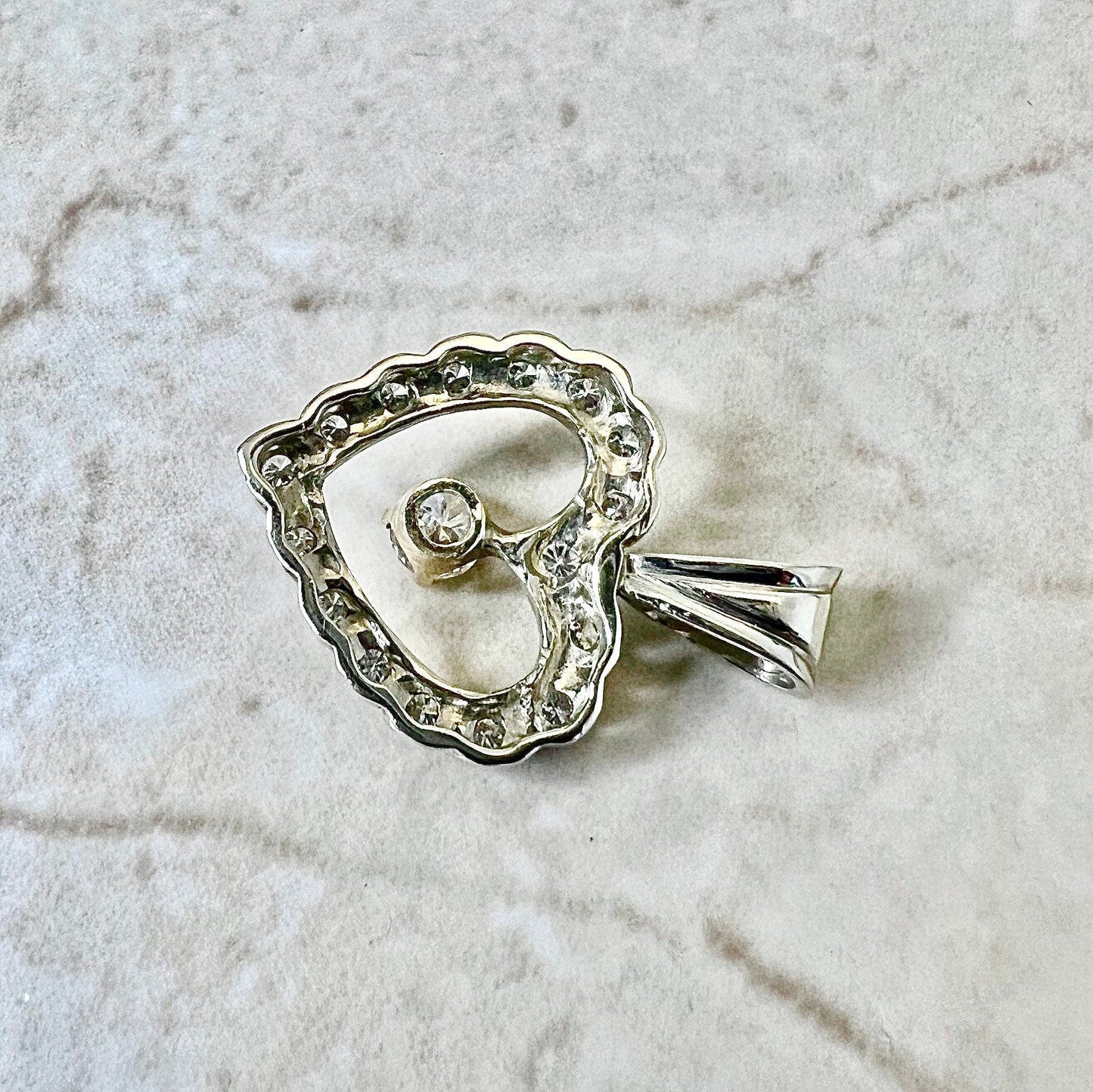 Vintage 14 Karat Gold 0.70 Carat Diamond Heart Pendant - WeilJewelry