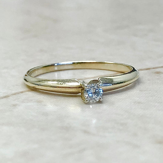 Vintage 14 Karat Yellow Gold Diamond Solitaire Ring - WeilJewelry