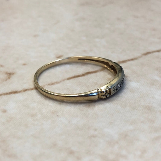 Vintage 14 Karat Gold Rose Cut Diamond Stackable Ring - WeilJewelry